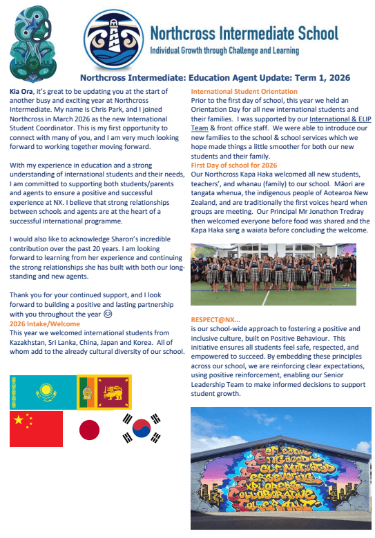 뉴질랜드 중학교 추천|노스크로스 인터미디어트 스쿨 (Northcross Intermediate School) 학교 정보